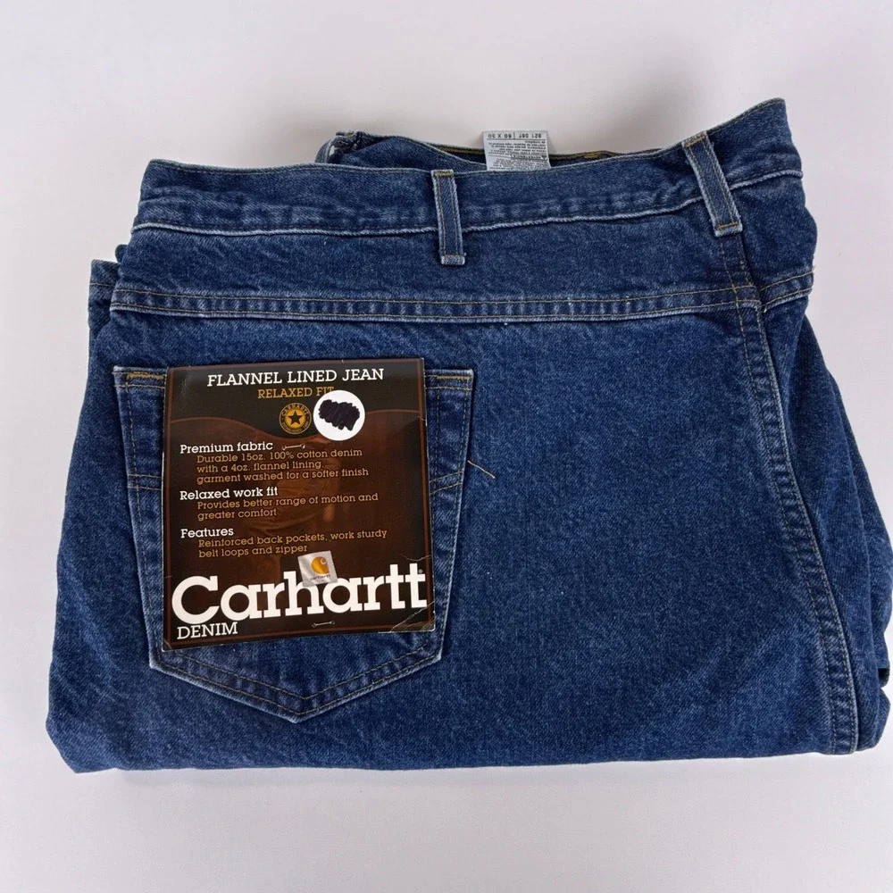 Carhartt Relaxed Fit Flannel Lined Denim Jeans‎ Mens B21 DST 50X30 NWT NOS